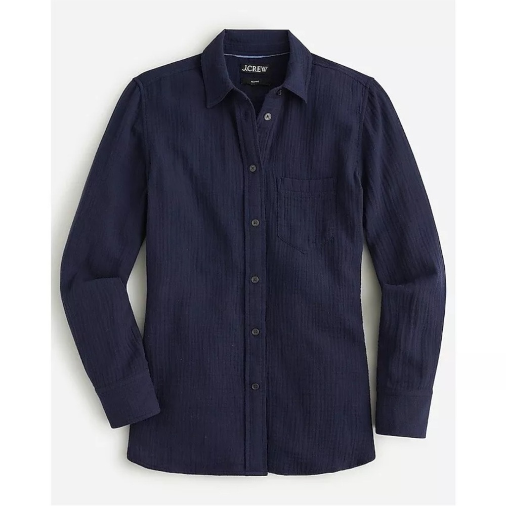 NWT J. Crew CLASSIC-FIT DOUBLE-GAUZE SHIRT navy size 6